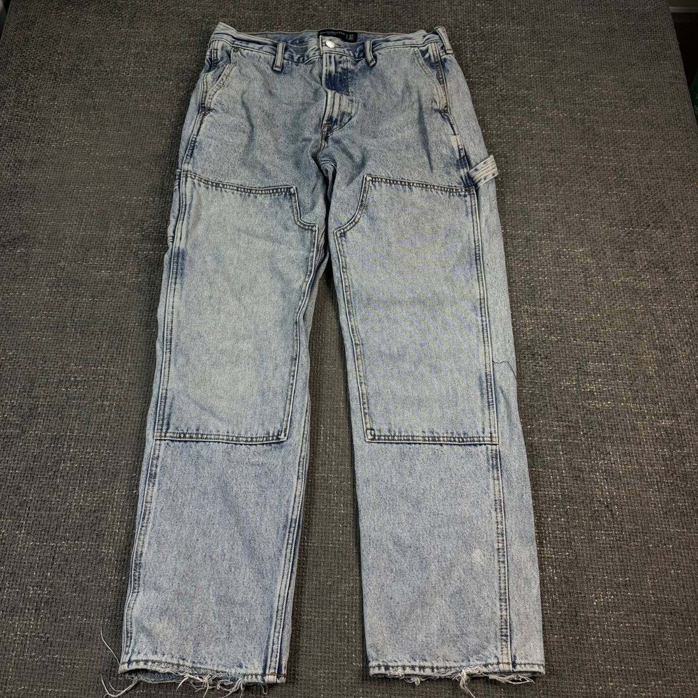 Abercrombie & Fitch 90s Loose Carpenter Jeans Mens 33x31 Light Wash Double Knee